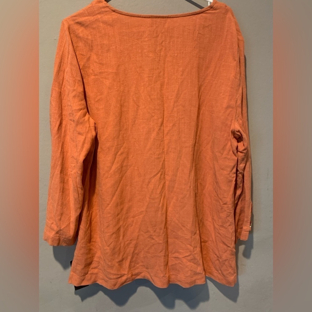 JM Collection Burnt Orange V-Neck Blouse - Picture 3 of 6